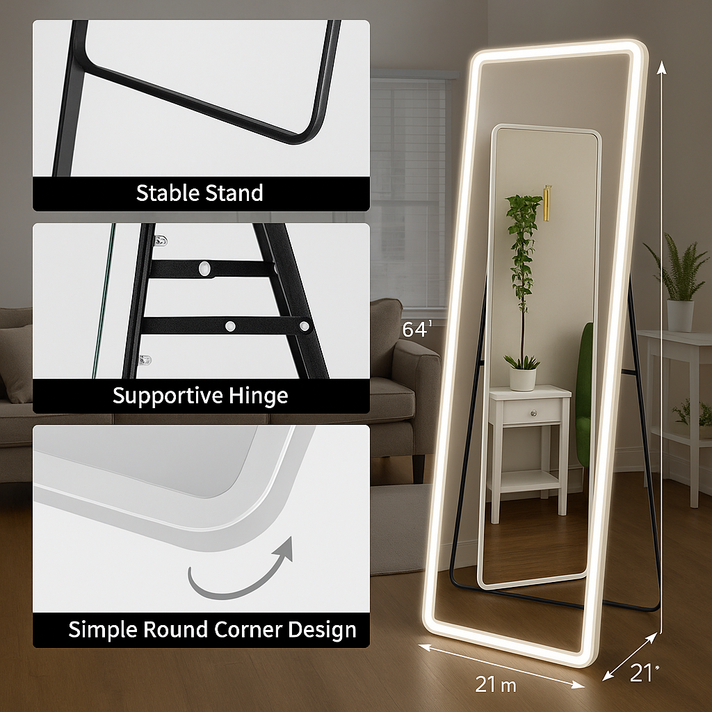 Seraphic® Full Length Mirror Standing or Wall-Mounted Mirror